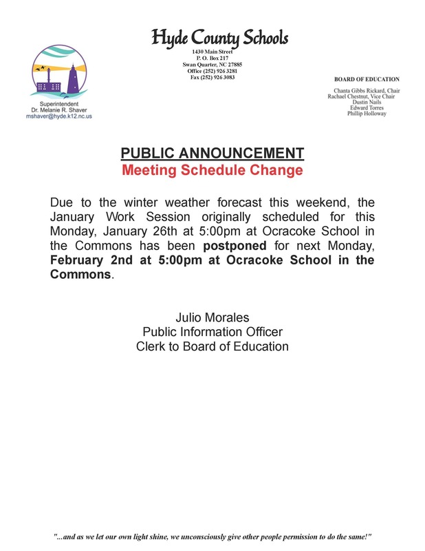 Meeting Schedule Change