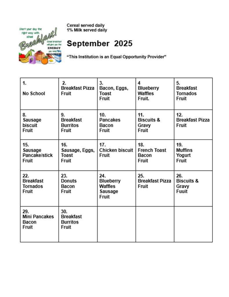Iberia R-V September 2025 Menu Breakfast