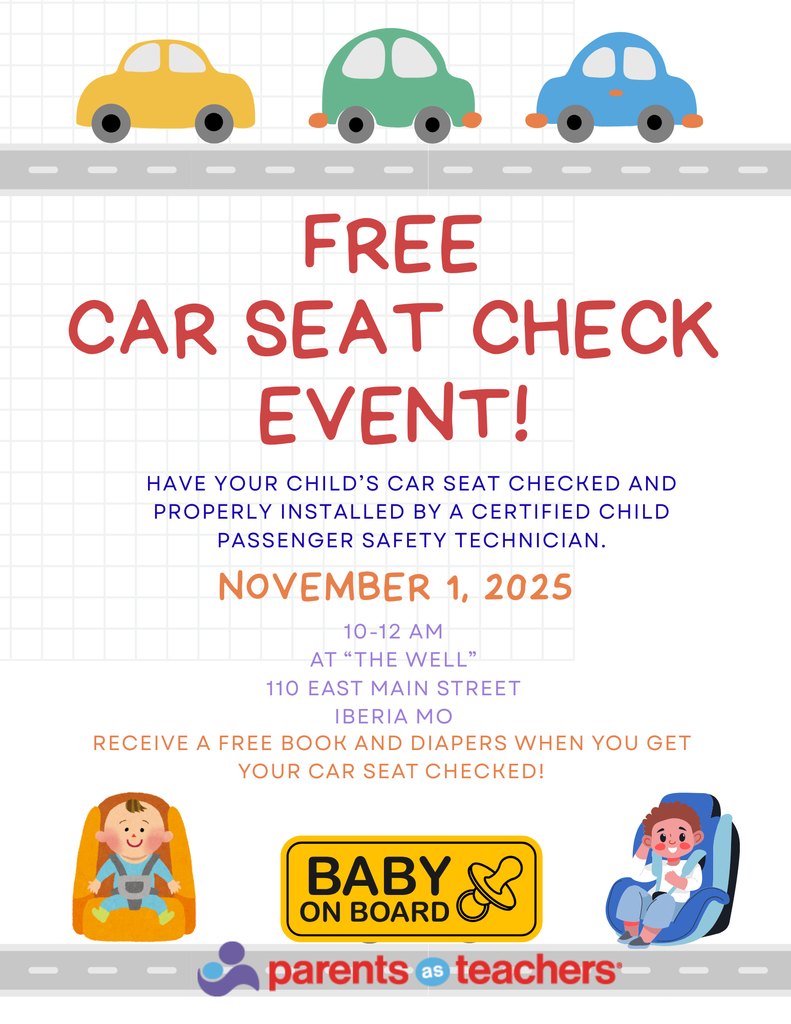 Free Car Seat Check Event November 1st 10-12 AM at The Well 110 East Main St Iberia, MO