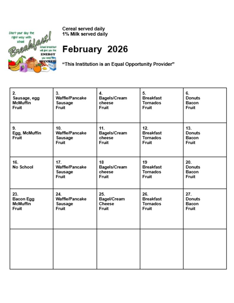 Iberia R-V February Breakfast Menu