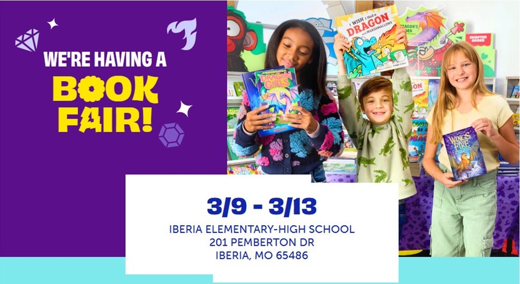 Get ready–the Scholastic Book Fair is coming to our school! Find bestselling series and characters that students love from more than 100 publishers. Plus every purchase benefits our school. We hope you can join us for the Best. Week. Ever! Iberia Elementary Library, March 9 - March 13th. Prepare for the Fair through the eWallet https://bookfairs.scholastic.com/bf/iberiaelementaryhighschool