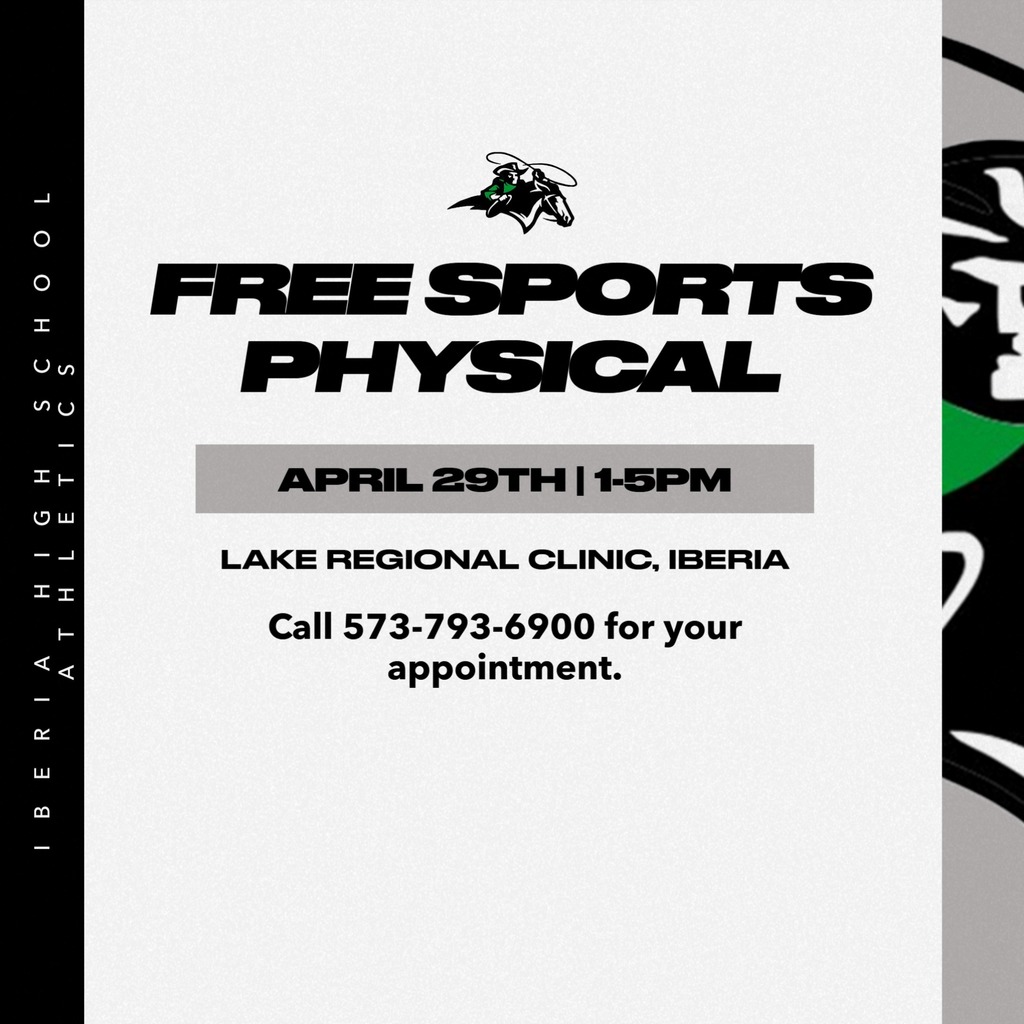 Free Sports physicals April 29th 1-5 pm Lake Regional clinic Iberia Call 793-6900 for your appointment.