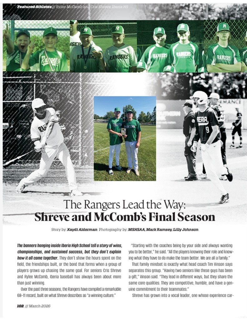 Show-Me Sports Magazine features Iberia Rangers in the March/April issue. You can access the full digital version by visiting: https://showmesportsmagazine.com.