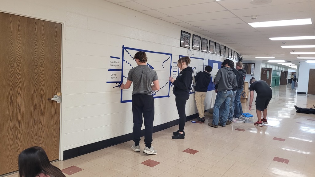 Mrs. Howard's Art Combo Class are working on the Collaborative Art Project "Tape Murals." They will be displayed during the PTO Carnival this Friday!