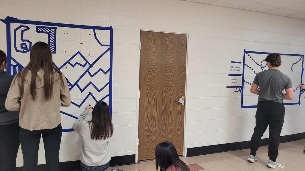 Mrs. Howard's Art Combo Class are working on the Collaborative Art Project "Tape Murals." They will be displayed during the PTO Carnival this Friday!