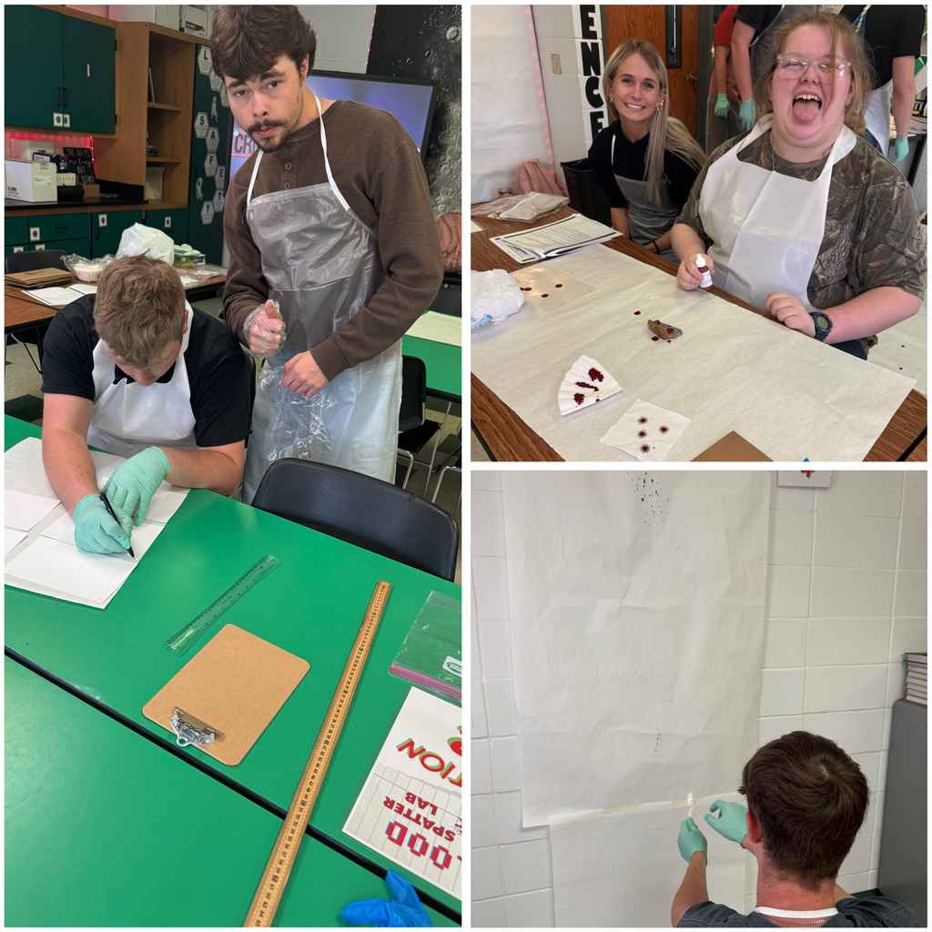 High school Forensics conducted a 🩸Blood Spatter Lab🩸 as part of their blood evidence unit, analyzing how factors like height, angle, and force affect the shape and distribution of blood droplets.