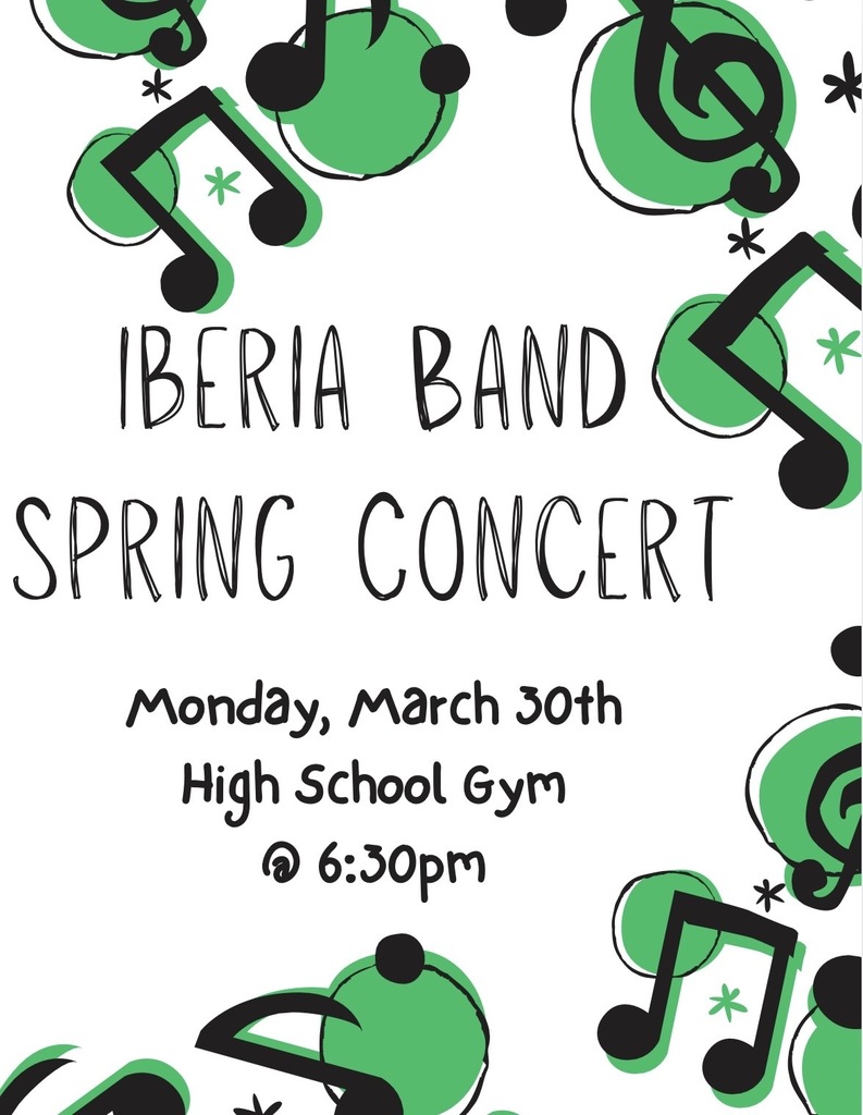 Please join us on Monday, March 30th at 6:30pm in the High School gym for the Spring Band Concert!