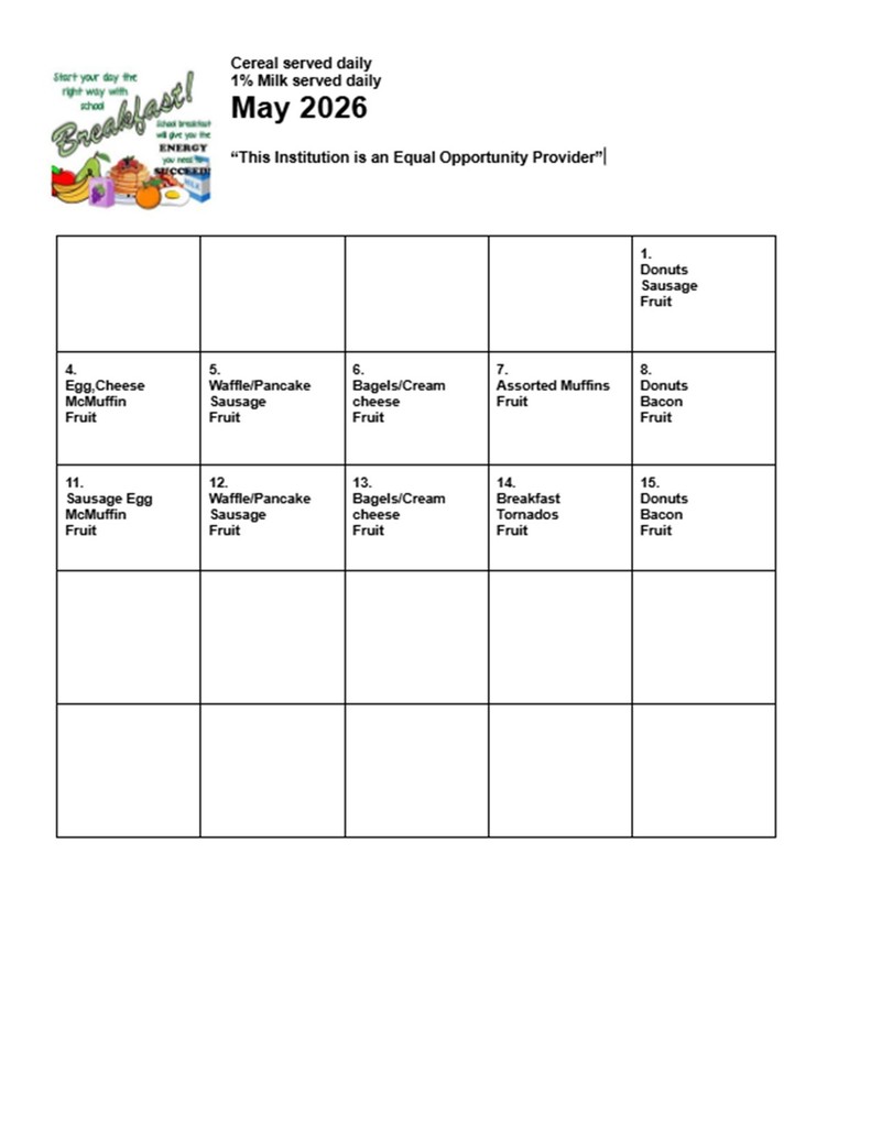 Iberia R-V Breakfast and Lunch Menu for May