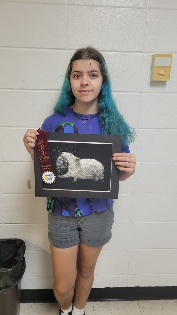 The following students placed at the Lake Art Quest Student Exhibition  Brooklyn Moulder - 1st Place - Division 1 (7th - 9th Grade) 3-D Wes Jones - Honorable Mention - Division 1 (7th - 9th Grade) 3-D Jessica Goewey - 1st Place - Division 1 (7th - 9th Grade) Charleigh Cunningham - Honorable Mention - Division 1 (7th - 9th Grade) Kennedy Fancher - 2nd Place - Division 2 (10th - 12th Grade)