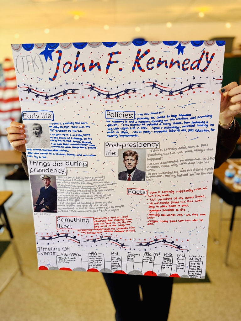 Students in American Government have been working on a research paper and poster over the President of their choosing. 