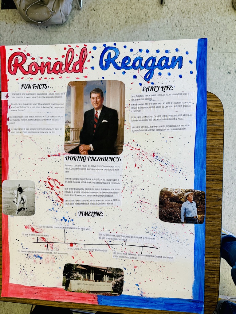 Students in American Government have been working on a research paper and poster over the President of their choosing. 