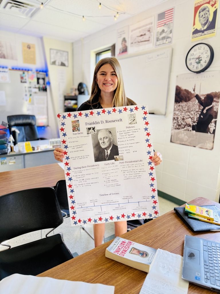Students in American Government have been working on a research paper and poster over the President of their choosing. 