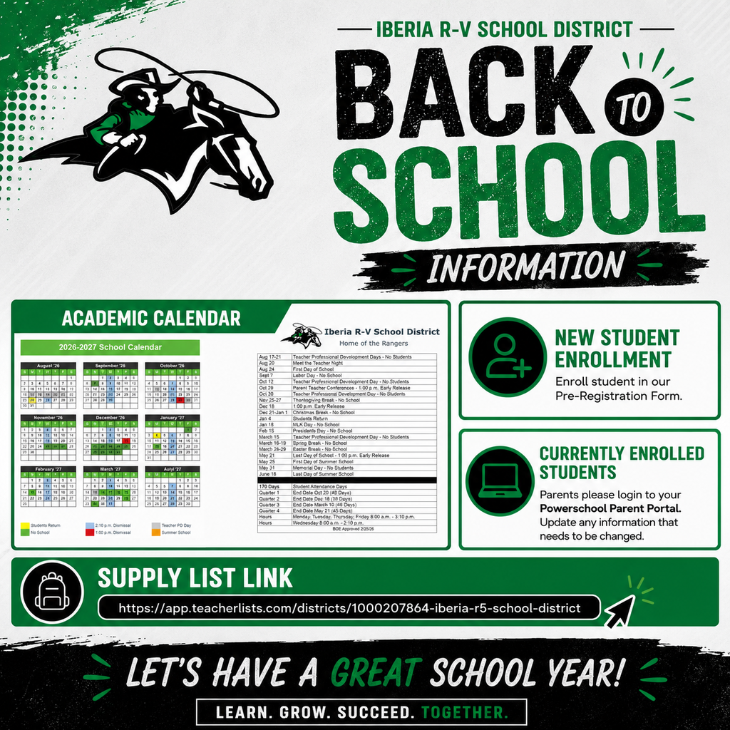 📚🎉 Rangers, we can't wait to see you! 🎉📚 The countdown to a new school year is on, and we're excited to welcome everyone back! Here are a few important back-to-school reminders: 📅 School Calendar: The approved school calendar is pinned to the top of our Facebook page for easy access. 📝 New Students: If you're new to the district, now is the perfect time to enroll! ✅ Returning Students: Please log in to your Parent Portal to review and complete your student's required forms before the first day of school. Taking care of these items now will help ensure a smooth start to the school year. We can't wait to welcome our Rangers back for another amazing year of learning, growth, and Ranger Pride! 💙💛 #RangerPride #BackToSchool #WelcomeBackRangers