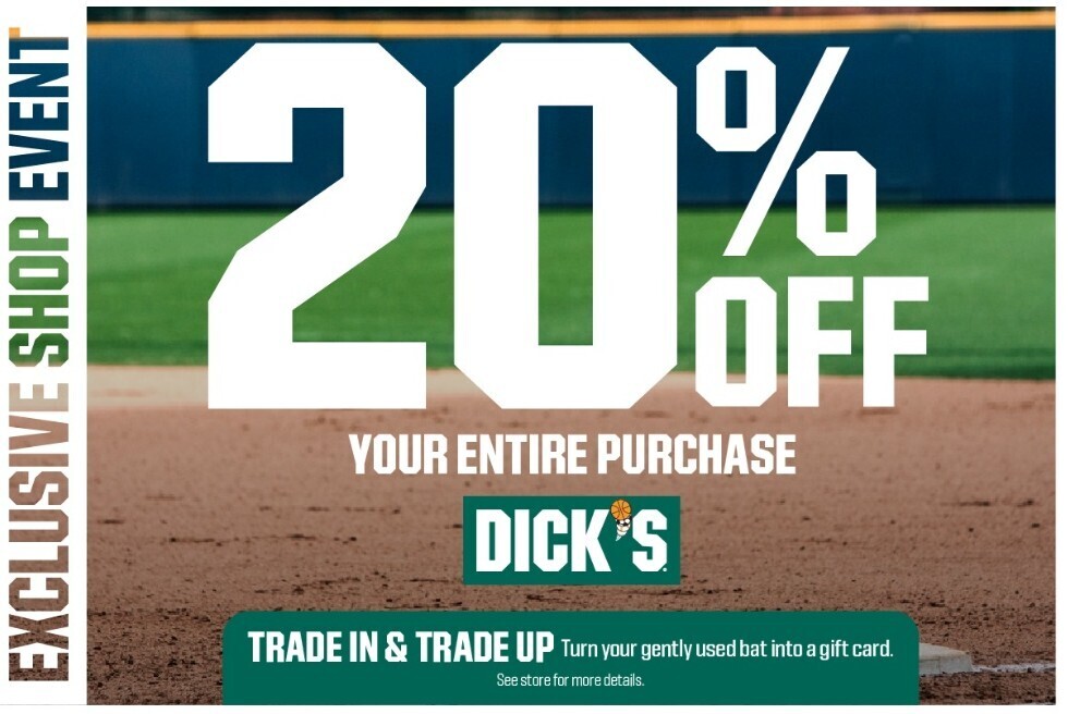 Save the Date(s)!  Our partnership with DICK’S Sporting Goods continues into the winter season and our exclusive sales event is coming up starting Oct. 23!  See info below for event info and the flyer for in-store use. Please share throughout your schools.  MSHSAA 20% OFF SHOP EVENT AT DICK’S SPORTING GOODS  FRIDAY, 10/23 – MONDAY, 10/26  OFFER AVAILABLE IN-STORE AT ALL MISSOURI LOCATIONS  Save the date! Our partner, DICK’S Sporting Goods, is offering you a 20% off discount throughout the store to help you gear up for the fall season! Be sure to use the coupon linked below, as this is specific to our organization. The coupon is valid in-store on the dates above and should be shown at the register during checkout.  Click this link for the coupon:  https://cmm.dickssportinggoods.com/api/v1/coupons?offer_entity_code=O241FZDR&token=Cvk7m-VyBA8cE78EZoY6gZU41MDzRMwQEUUYEFIp6m5NiuZg5fjAaoyJ76fau2zx1pZmbNMfQBTXZvRlbYLUEw2