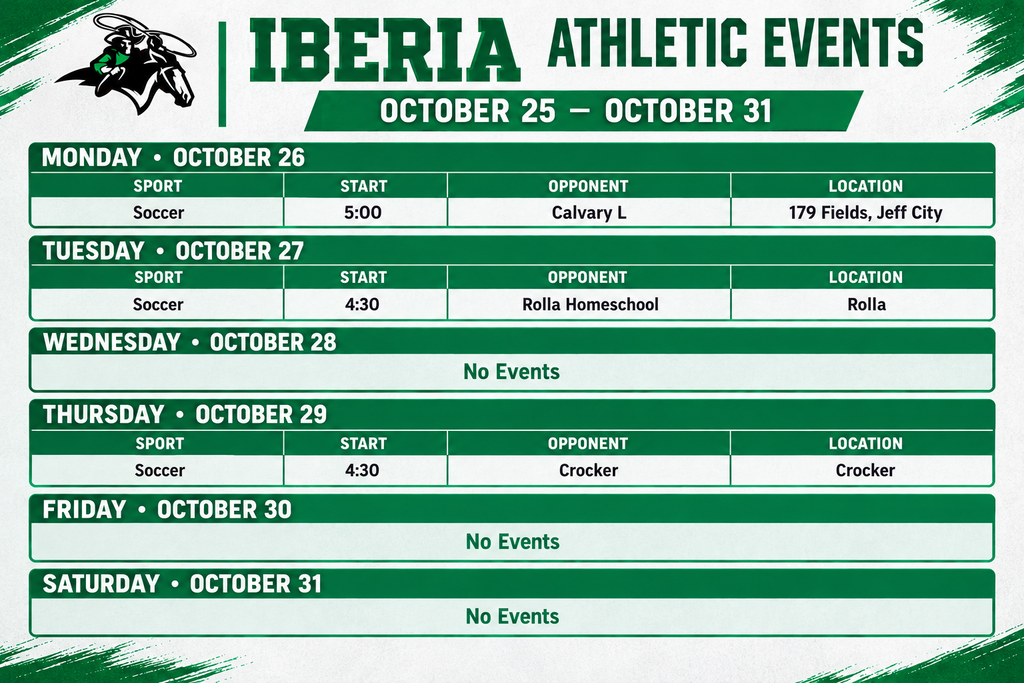 Athletic Events Oct 25-31