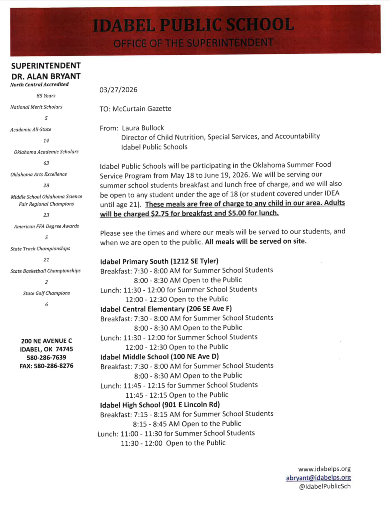 Oklahoma Summer Food Servicve Program