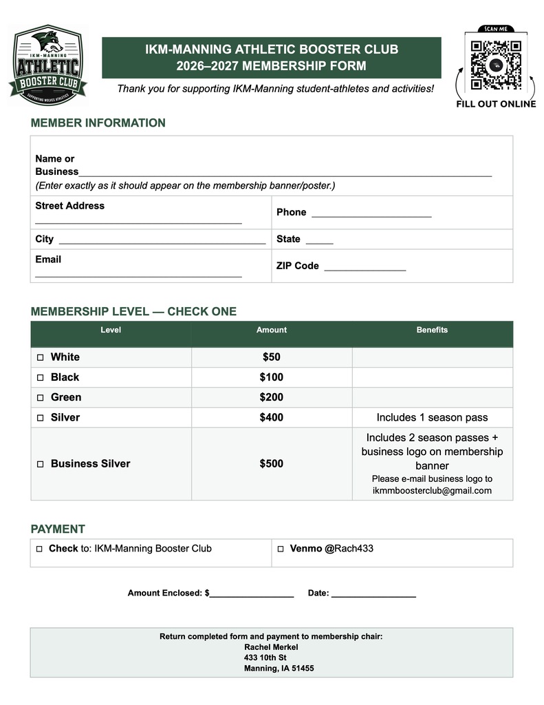 Booser Club Membership Form