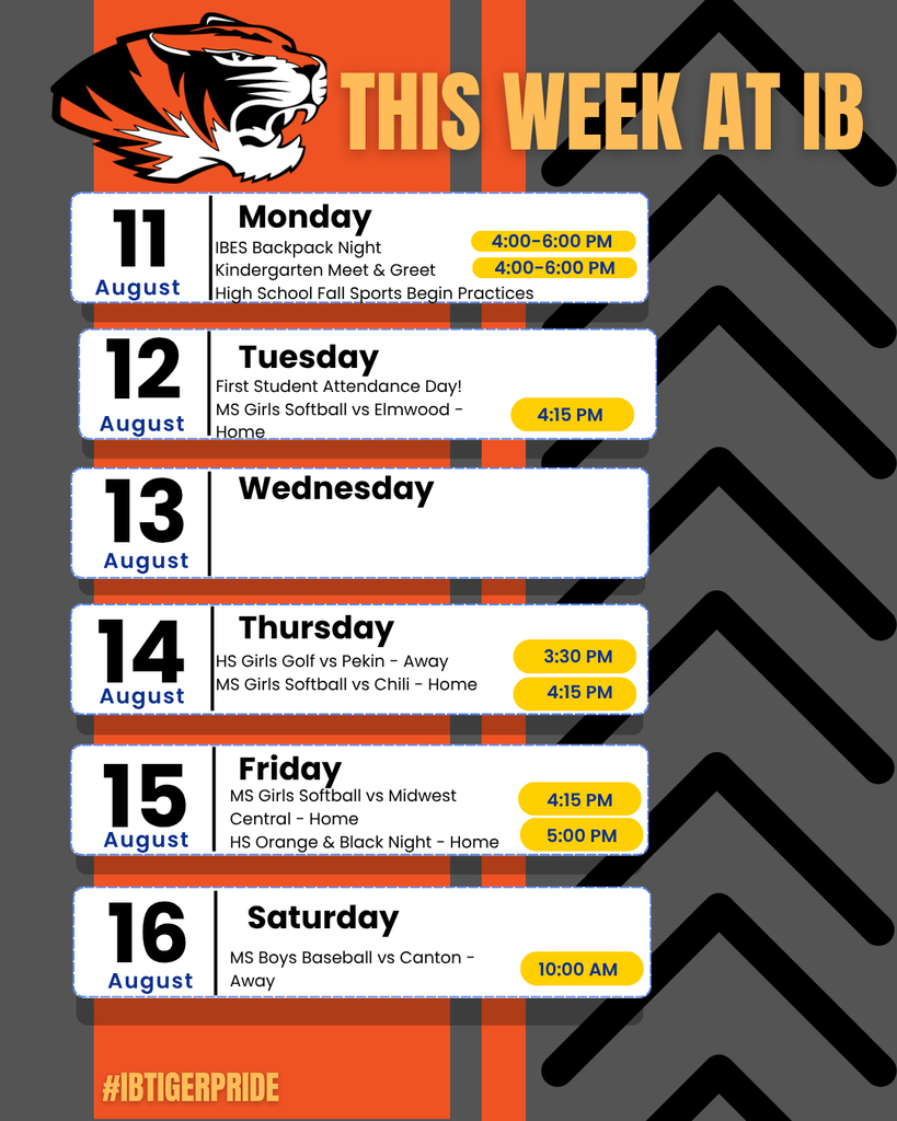 8/11-8/16 This Week at IB