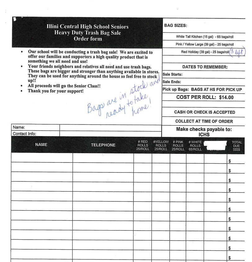 trash bag order form