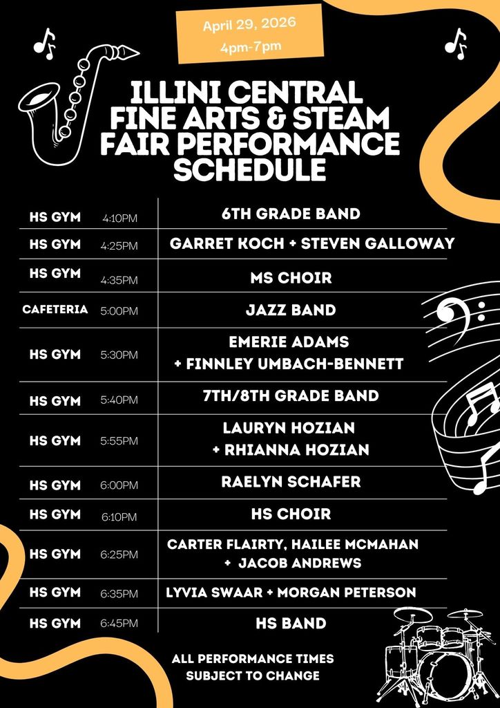 Fine Arts & STEAM Fair Performance Schedule