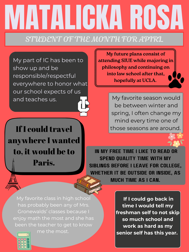 More About...Matalicka Rosa Named April Student of the Month