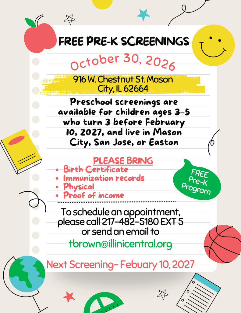 Free Pre-K Screenings coming up at the end of October.
