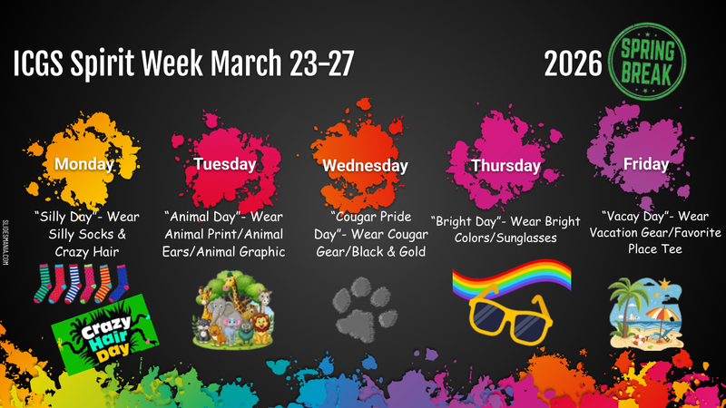 ICGS Spirit Week Starts Monday, March 23rd