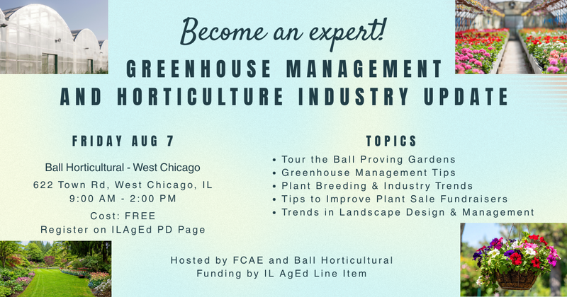 Blue background with words describing a greenhouse management workshop details
