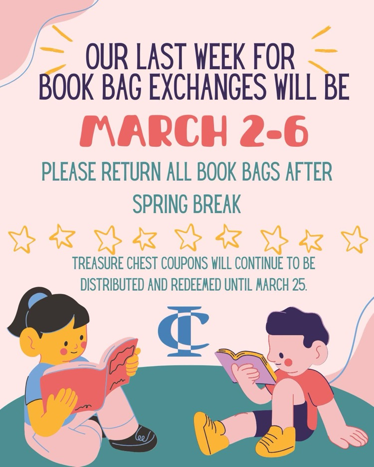 kids reading and notice end of reading bags