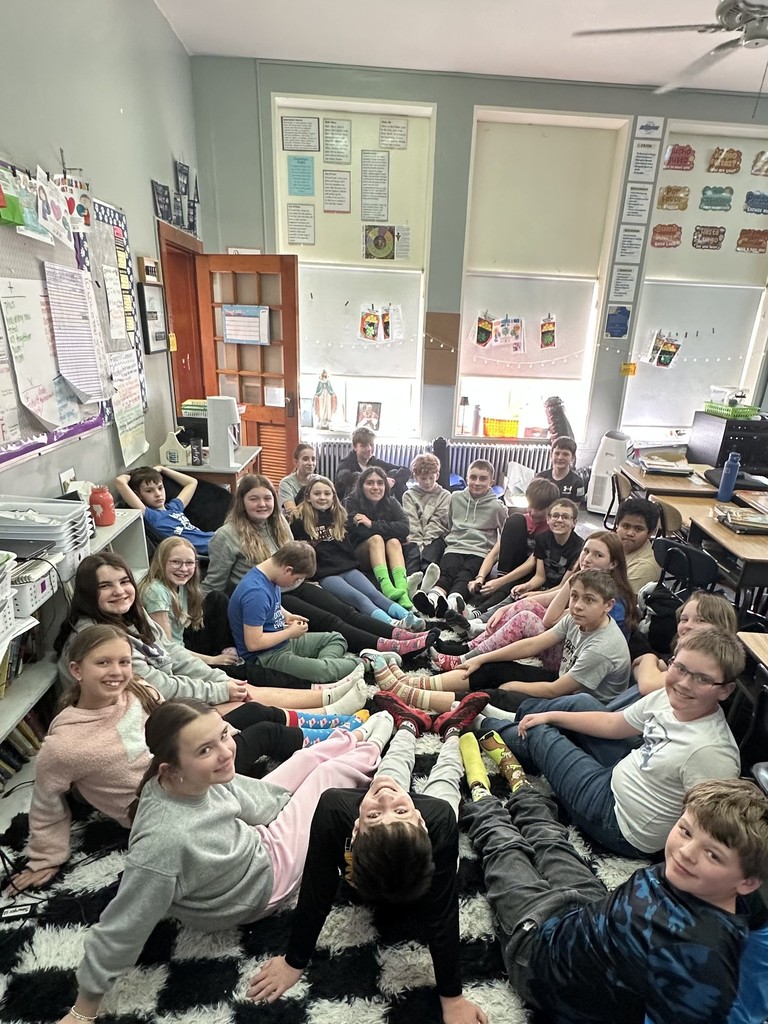 students with socks all together