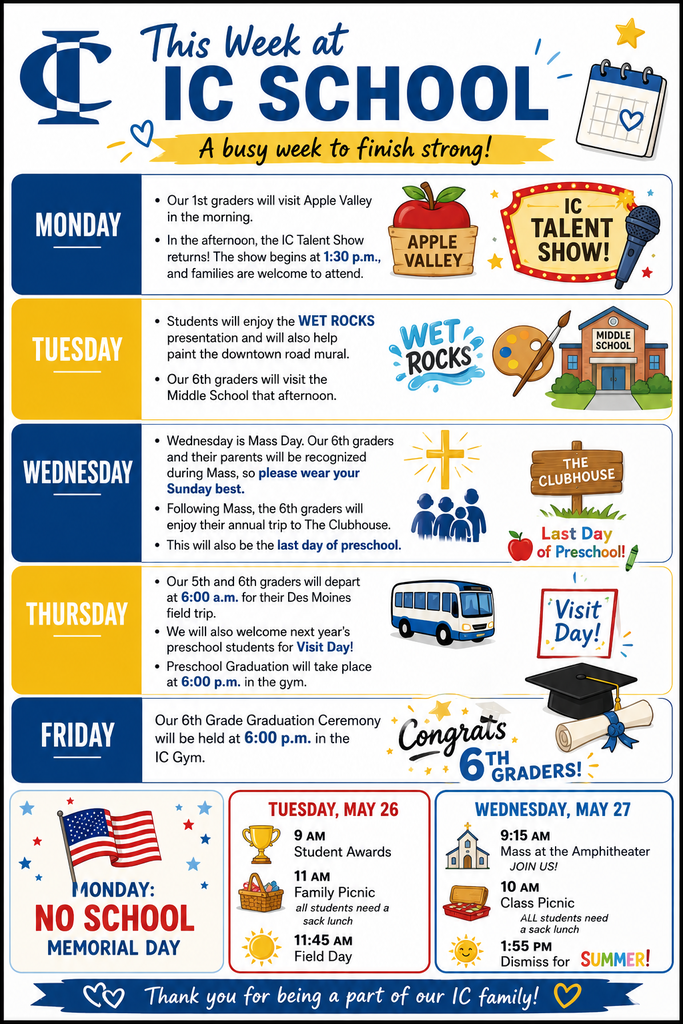Poster of end of year activities
