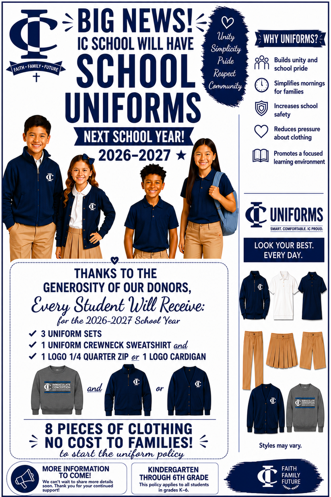 Announcement poster of uniforms and samples to see