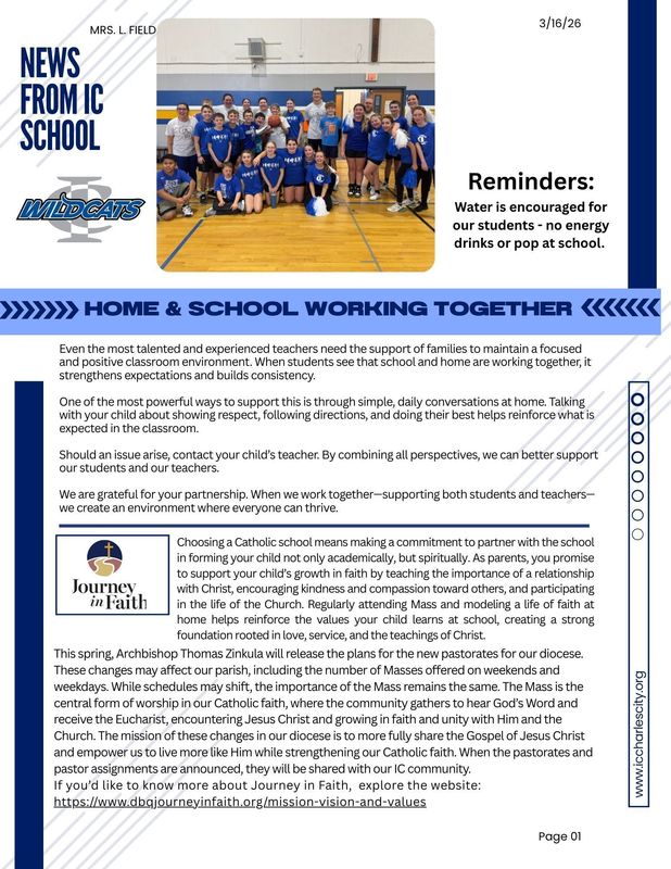 Page 1 of newsletter