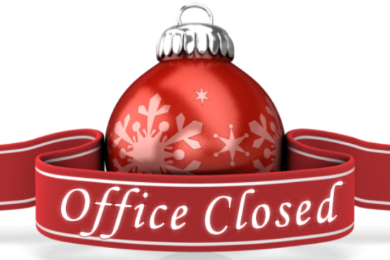 Office Staff will be on vacation Dec 24-26 and Dec 31 -Jan 2