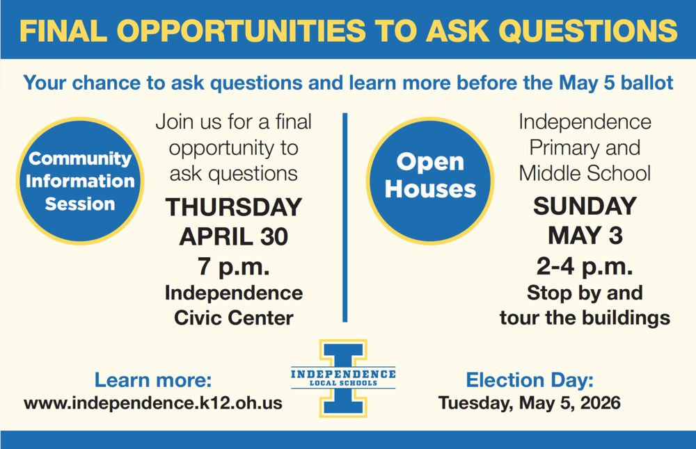 final opportunities to ask questions before the May 5 ballot with two meetings scheduled