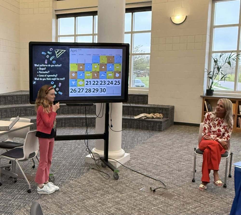 student presenting on math