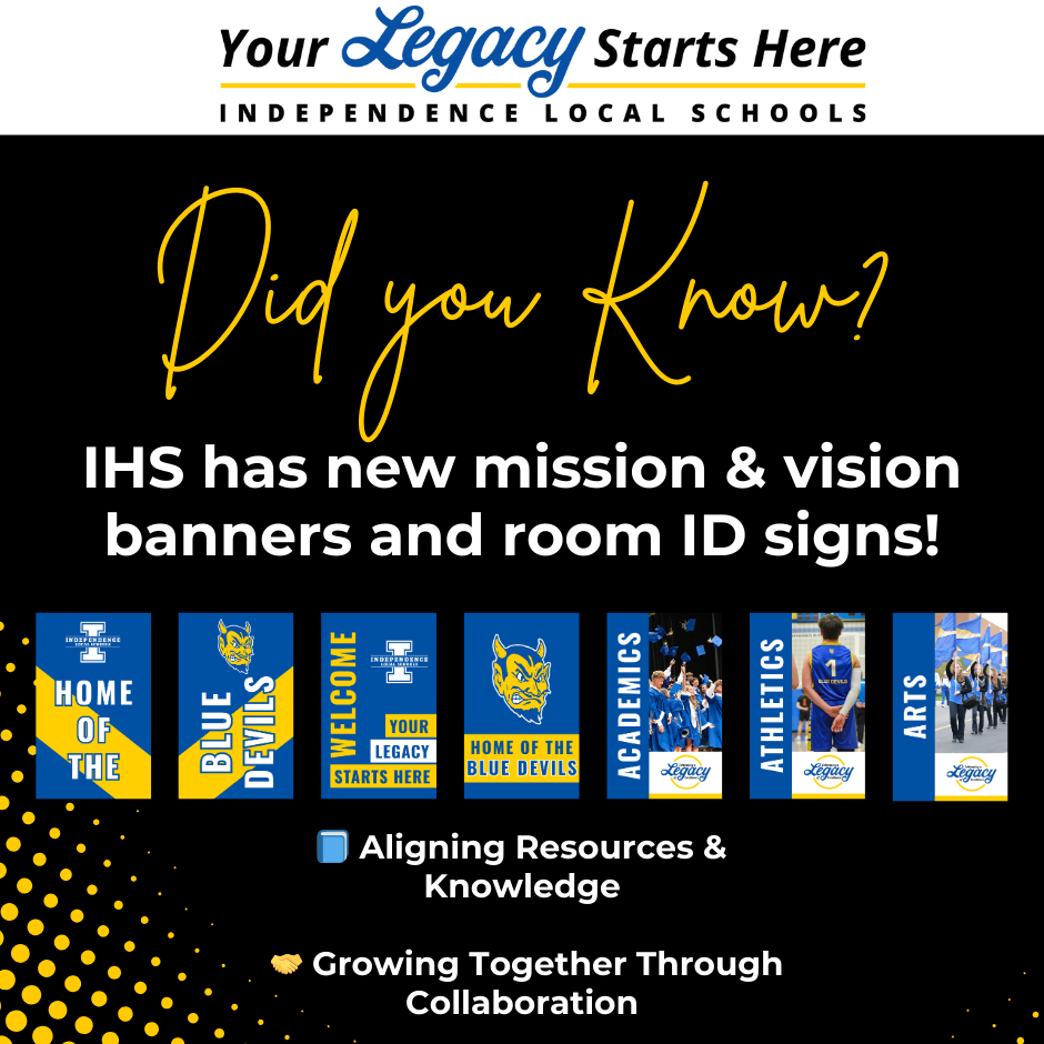IHS has new mission & vision banners and room ID signs!