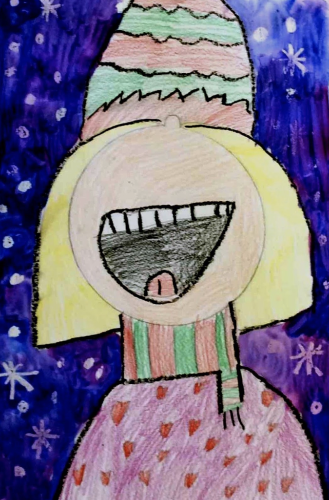 artwork of a girl in the snow