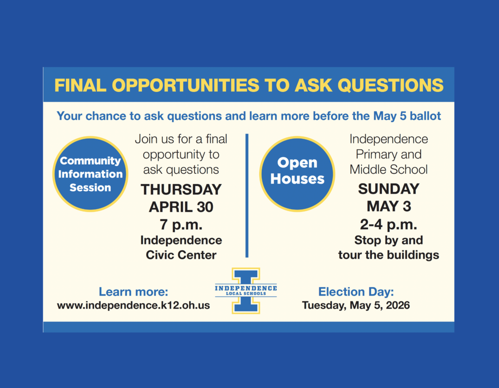 Mark your calendars! Bring your questions...tour our primary and middle schools.  We hope to see you on April 30 and May 3.