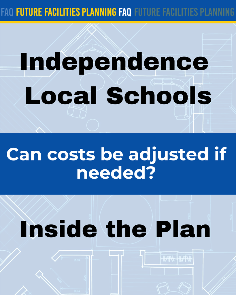 Yes. During the design process, which will occur after the bond is passed, cost estimates are reviewed at multiple phases. If adjustments are necessary, options may include: » Material selections » System features » Design details » Phasing or delaying certain non-essential elements A construction manager would work with the district throughout design to help control costs.