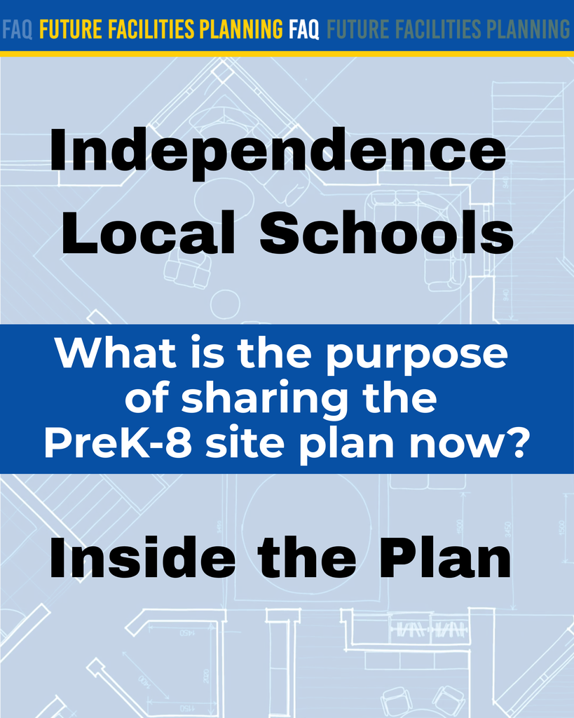 The site plan is being shared to help the community understand how a new PreK–8 building could fit on the existing campus. It is part of the district’s commitment to transparency and early communication showing feasibility, relationships between site elements, and planning considerations before any final decisions are made.