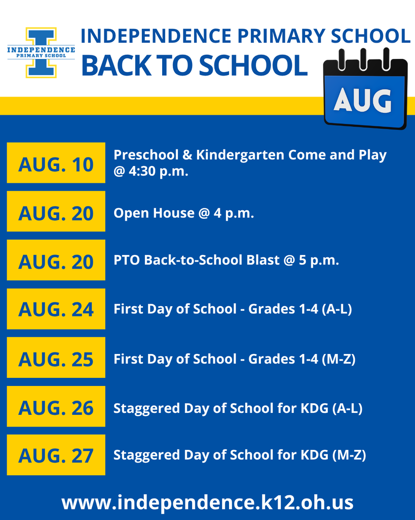 Independence Primary School Back to School Dates