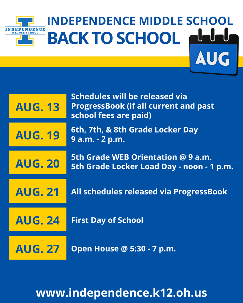 IMS back to school dates