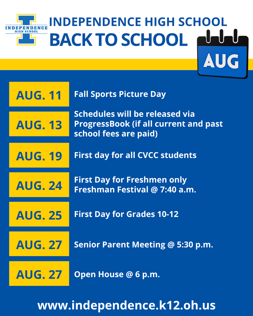 IHS back to school dates