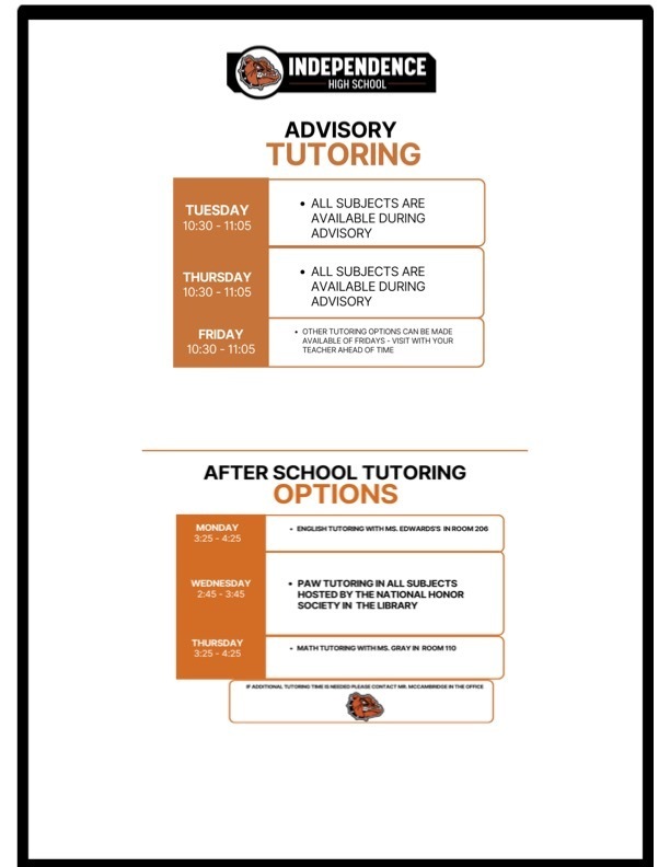 Tutoring options