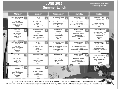 Summer Lunch Menu