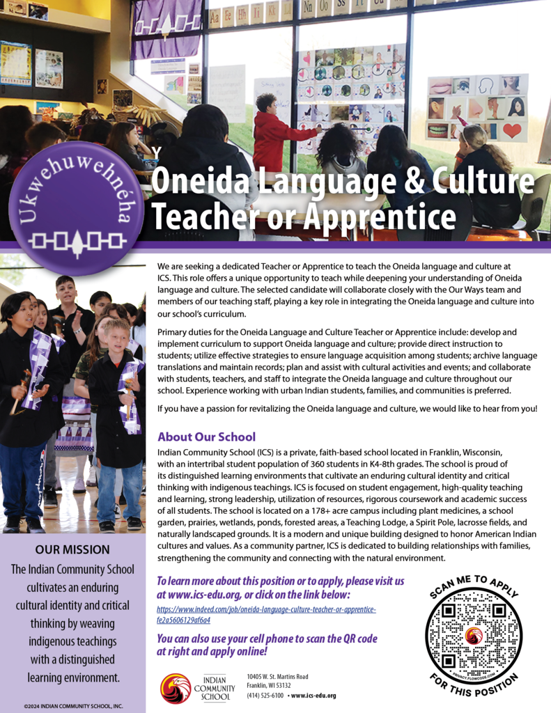 Oneida Language and Culture Teacher Flyer