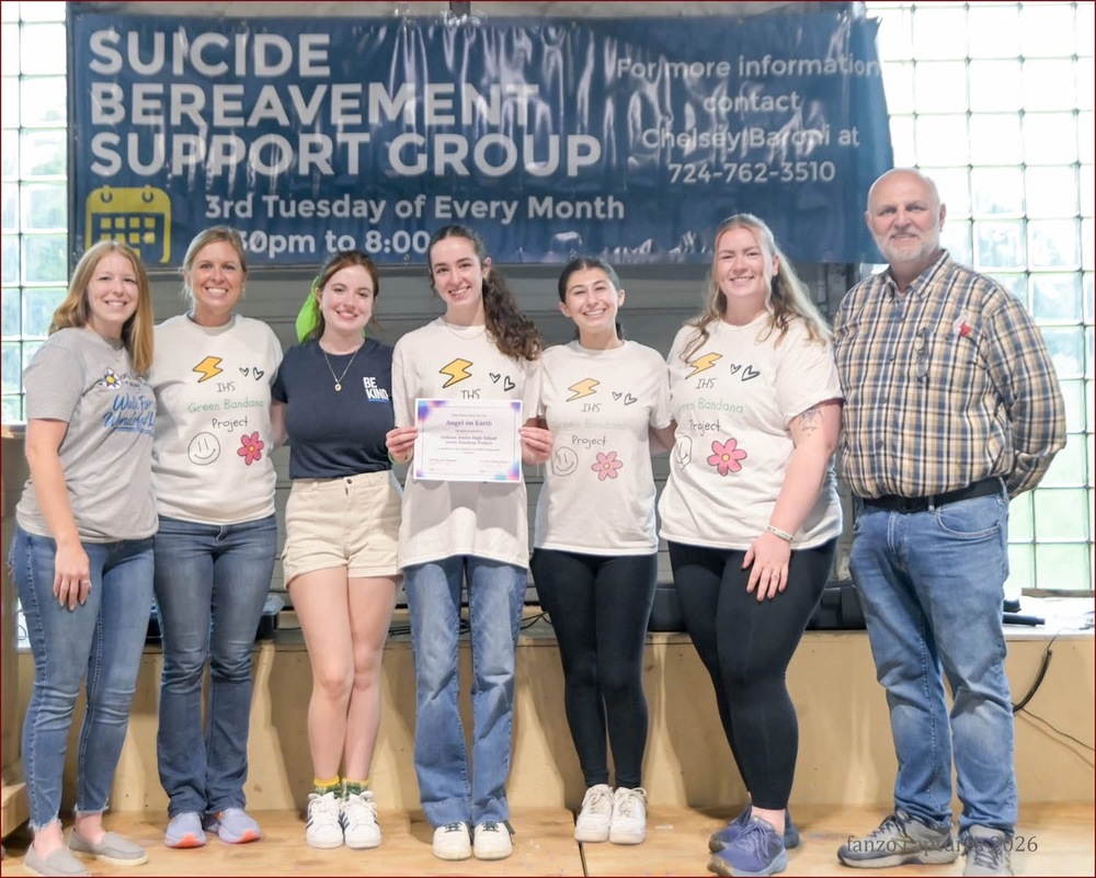 Green Bandana Club members with award. Photo courtesy of Anthony Frazier and the Indiana Suicide Task Force Facebook Page