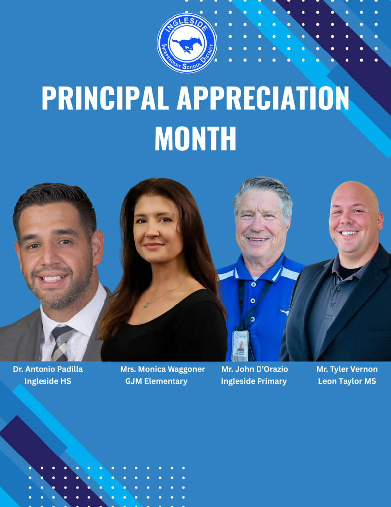 4 Principals Headshot Photo. Blue Background