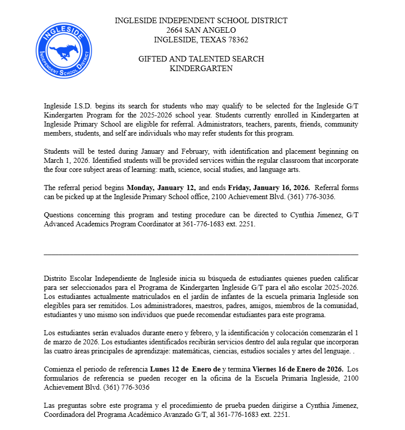 Describes procedure for nominating a student to be tested for gifted and talented